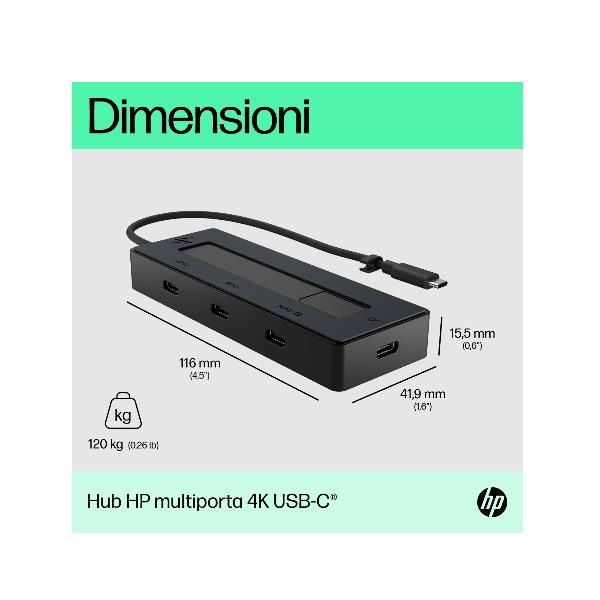 HP Hub multiporta 4K USB-C, USB tipo-C, USB tipo-C, 10000 Mbit/s, 3840 x 2160, …