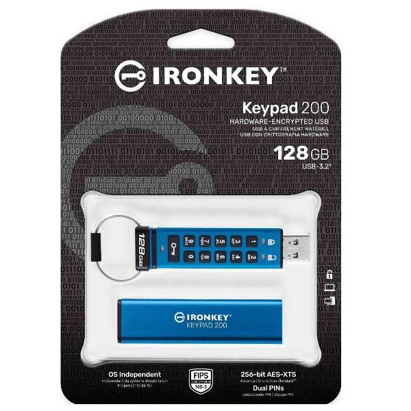 Kingston IronKey Keypad 200 - Chiavetta USB - crittografato - 128 GB - USB 3.2 …