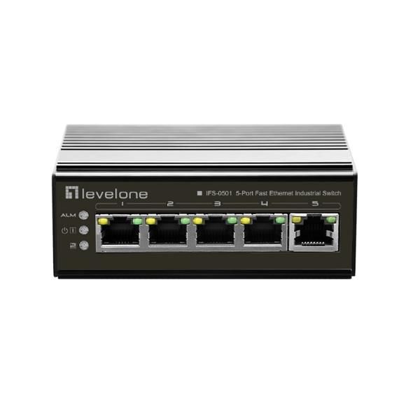 LevelOne IFS-0501 - Switch - 5 x 10/100 - desktop, montabile su rail DIN, monta…