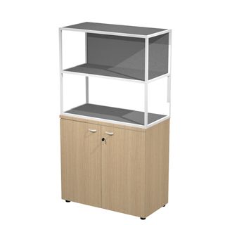 Libreria media metal + armadio basso Essence - 90 x 46 x 165 cm - Rovere/rovere…