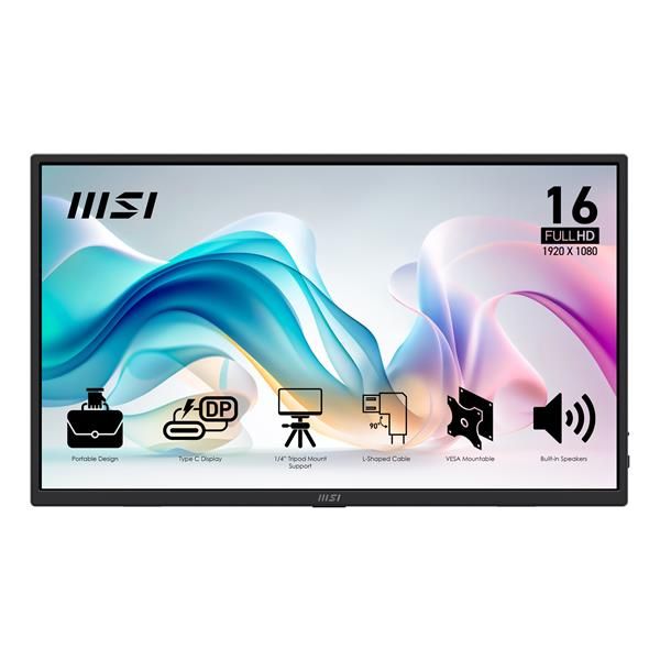 MSI PRO MP165 E6, 39,6 cm (15.6ʺ), LED, 1920 x 1080 Pixel, Full HD, 16:9, 4 ms