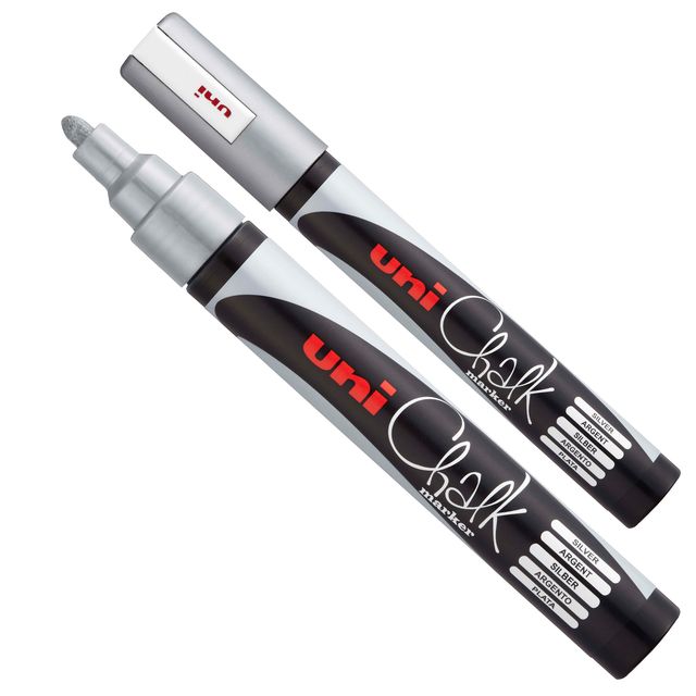 Marcatore a gesso liquido Uni Chalk Marker - punta tonda da 1,80-2,50mm - argen…