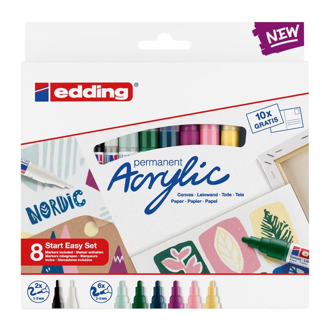 Marcatore permanente acrilico Start Easy Set Nordic - punta tonda fine e media …