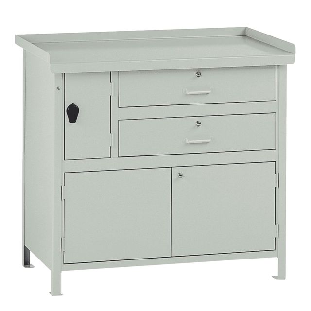 Banco da lavoro - con 2 cassetti e 1 vano - 100 x 67 x 90 cm - grigio - Tecnote…