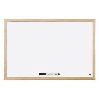 Bi-Office Budget Wood - Lavagna bianca - montabile a parete - 600 x 450 mm - ac…