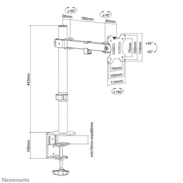 Neomounts FPMA-D540BLACK - Kit montaggio (montaggio su scrivania) - full-motion…