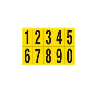 Numeri adesivi da 0 a 9 - in PVC - 56 x 99 mm - 10 et/fg - 1 foglio - nero/gial…
