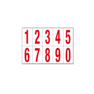 Numeri adesivi da 0 a 9 - in PVC - 70 x 124 mm - 10 et/fg - 1 foglio - rosso/bi…