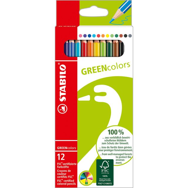 Pastelli colorati GreenColors - diametro mina 2,5 mm - Stabilo - astuccio 12 pe…