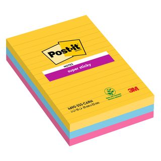 Blocco Post-it Super Sticky - 4690-3SS-CARN - a righe - 101 x 152 mm - colori C…