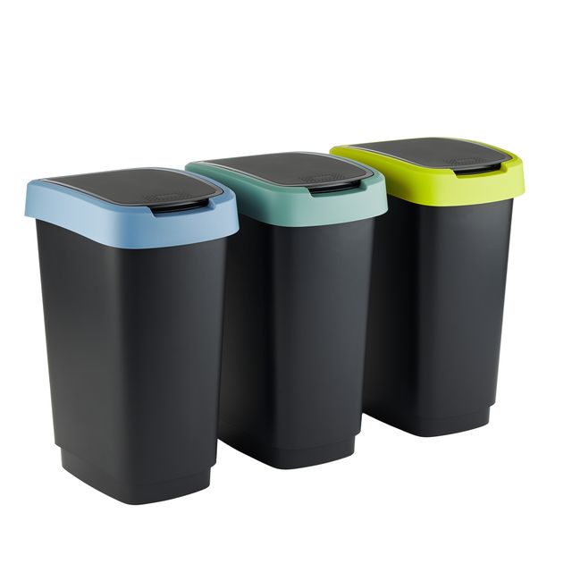 Pattumiera con coperchio basculante - 50 L - 40,1 x 29,1 x 60,2 cm - PPL - grig…