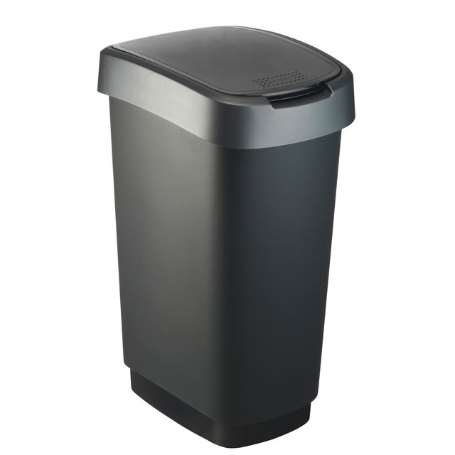 Pattumiera con coperchio basculante - 50 L - 40,1 x 29,1 x 60,2 cm - PPL - nero…