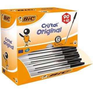 Penna a sfera Cristal - punta media 1,0mm - nero - Bic - conf. 90+10 pezzi