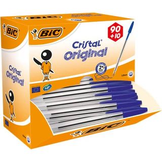 Penna a sfera Cristal - punta media 1,0mm - blu - Bic - conf. 90+10 pezzi