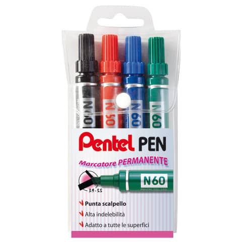 Pentel PEN - Marcatore - permanente - nero, rosso, blu, verde - inchiostro a ba…