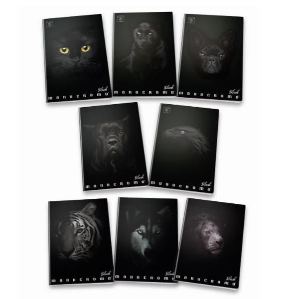 Pigna Monocromo Black - Quaderno - graffettato - A4 - 18 fogli - righe