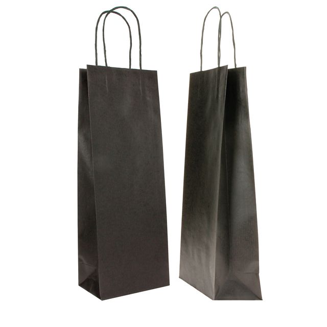 Portabottiglie BARBERA - maniglie cordino - 14 x 9 x 38 cm - carta biokraft - n…