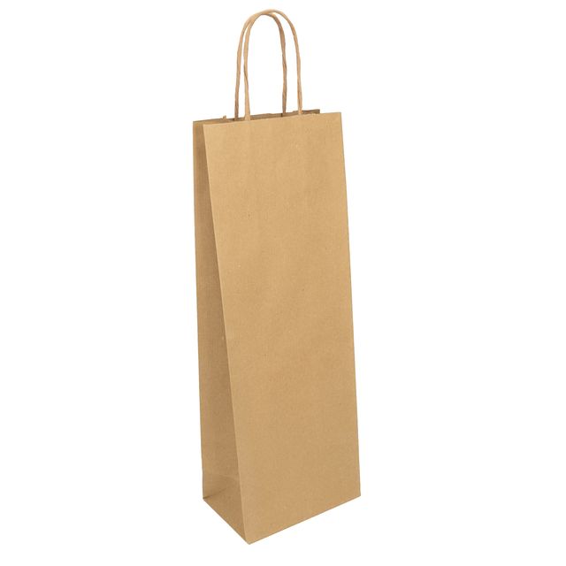 Portabottiglie EASY - maniglie cordino - 14 x 9 x 39 cm - carta sealing - avana…
