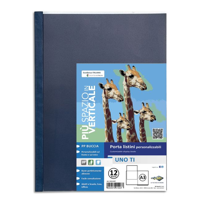 Portalistini personalizzabile Uno TI - 30x42 cm (libro) - 12 buste - blu - Sei …