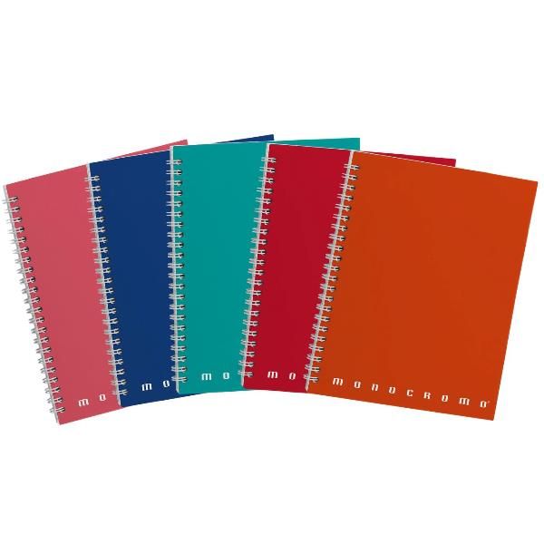 Quaderno Monocromo - A5 - 70 fogli - 80 gr - s/fori - spiralato - 1 rigo - Pigna