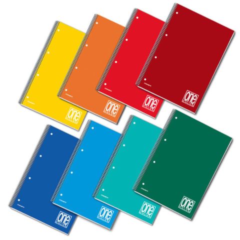 Quaderno One Color - A5+ - 1 rigo - 60 fogli - 80 gr - c/fori - spiralato - Bla…