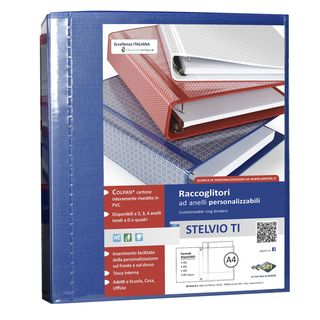 Raccoglitore personalizzabile Stelvio TI - 22 x 30 cm - 4 anelli a D 25 mm - do…