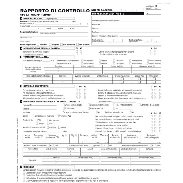Rapporti controllo efficienza energetica reg. Lombardia - T1 A - 29,7 x 21,4 cm…