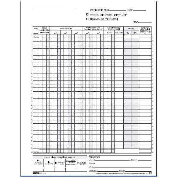 Registro prima nota Iva corrispettivi - 13/13 fogli autoricalcanti - 29,7 x 23c…