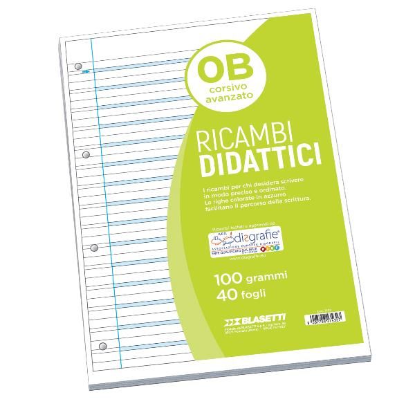 Ricambi didattici forati - A4 - rigo di 3a - 100 gr - Blasetti - conf. 40 pezzi