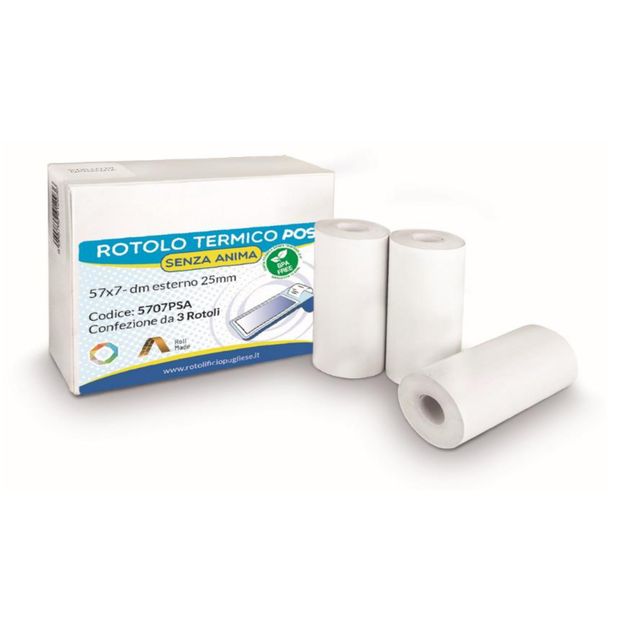 Rotolo per POS e carta di credito - 57 mm x 7 m - 55 gr - diametro esterno 25 m…