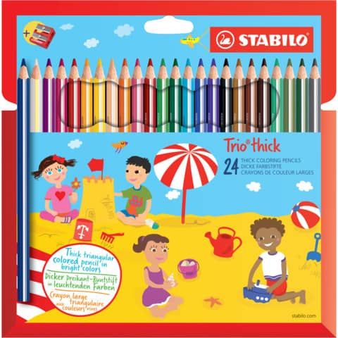 STABILO Trio long - Pastello colorato - colori assortiti - 4.2 mm - larga (pacc…