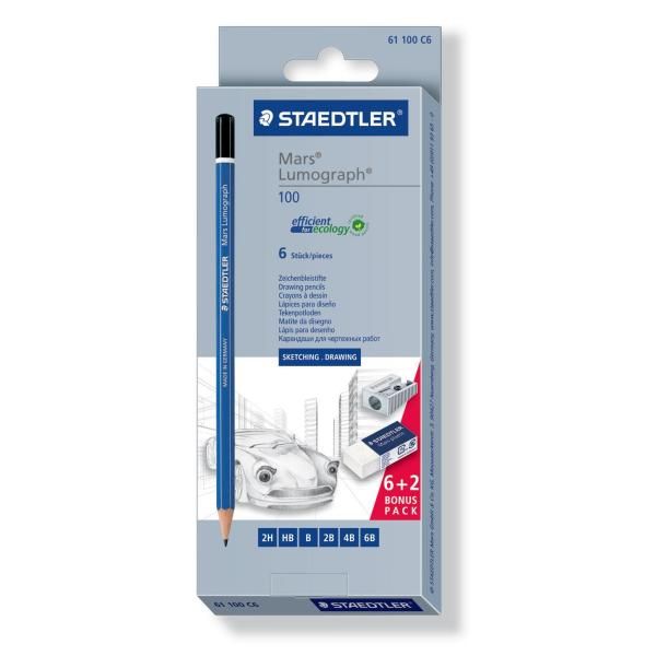 STAEDTLER Mars Lumograph - Matita - 2B, 2H, 4B, 6B, B, HB - 2 mm (pacchetto di …