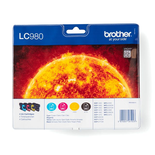 Brother LC980VALBPDR - Confezione da 4 - nero, giallo, ciano, magenta - origina…