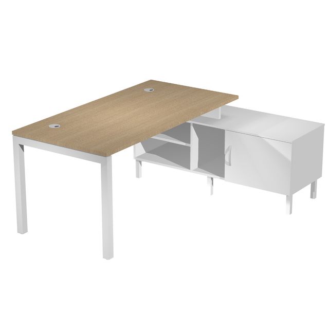 Scrivania Agorà - con mobile di servizio portante - 165 x 140 x L 72,5 cm - rov…