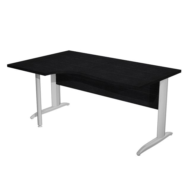 Scrivania Compact Sinistro Easy - 160 x 60/80/100 cm - Nero venato/grigio croma…