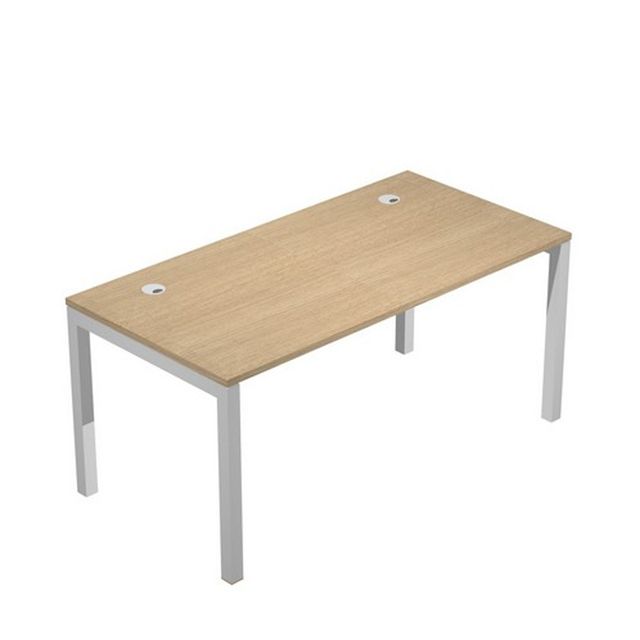 Scrivania singola Agorà - 160 x 80 x 74,6 cm - Rovere/grigio alluminio