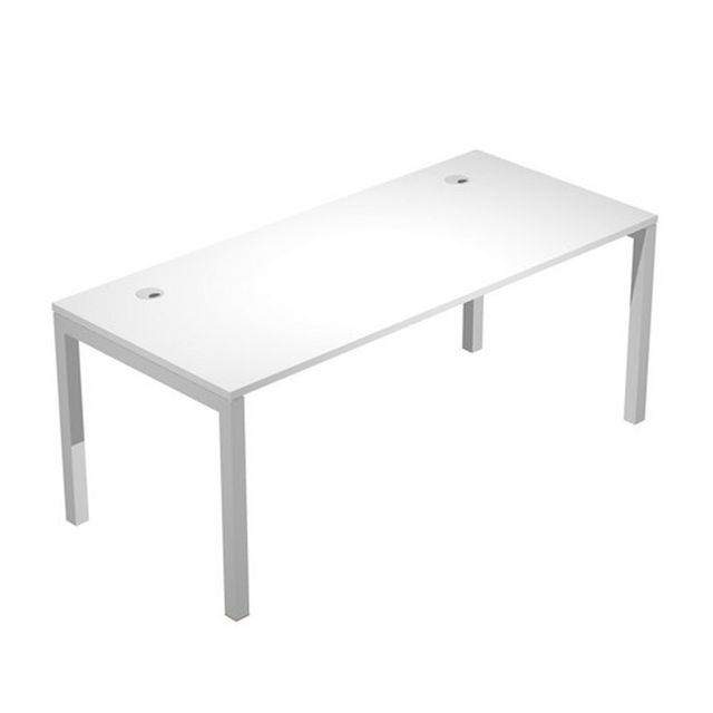 Scrivania singola Agorà - 180 x 80 x 74,6 cm - Bianco/grigio alluminio