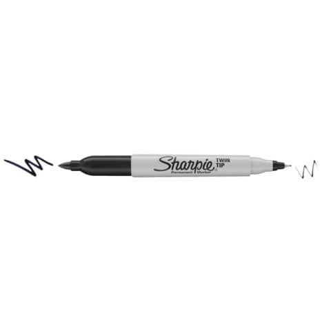 Sharpie - Pennarello a due punte - permanente - nero - inchiostro base acqua - …