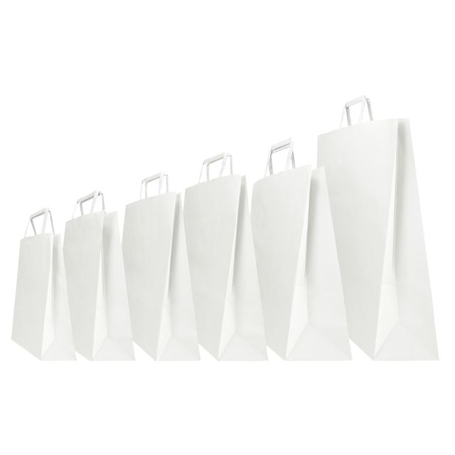 Shopper - maniglia piattina - 36 x 12 x 41 cm - carta kraft - bianco - Mainetti…