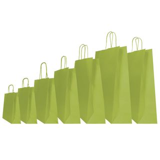 Shopper Twisted - maniglie cordino - 14 x 9 x 20 cm - carta kraft - verde fagio…