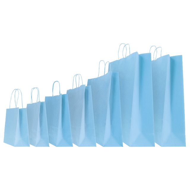 Shopper Twisted - maniglie cordino - 18 x 8 x 24 cm - carta kraft - azzurro - M…