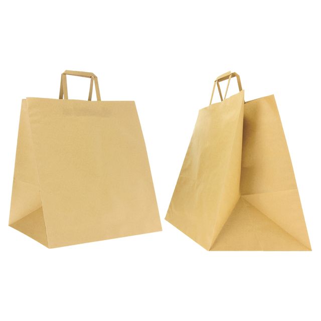Shoppers Flat Maxi - maniglie piattina - 36 x 32 x 36 cm - carta kraft - avana …