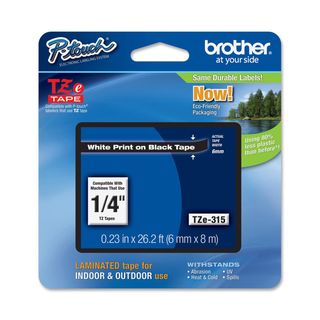 Brother TZe-315 - Adesivo standard - bianco su nero - Rotolo (0,6 cm x 8 m) 1 c…
