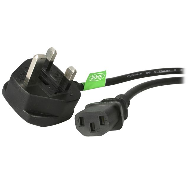 StarTech.com 3ft (1m) UK Computer Power Cable, BS 1363 to C13 Power Cord, 18AWG…