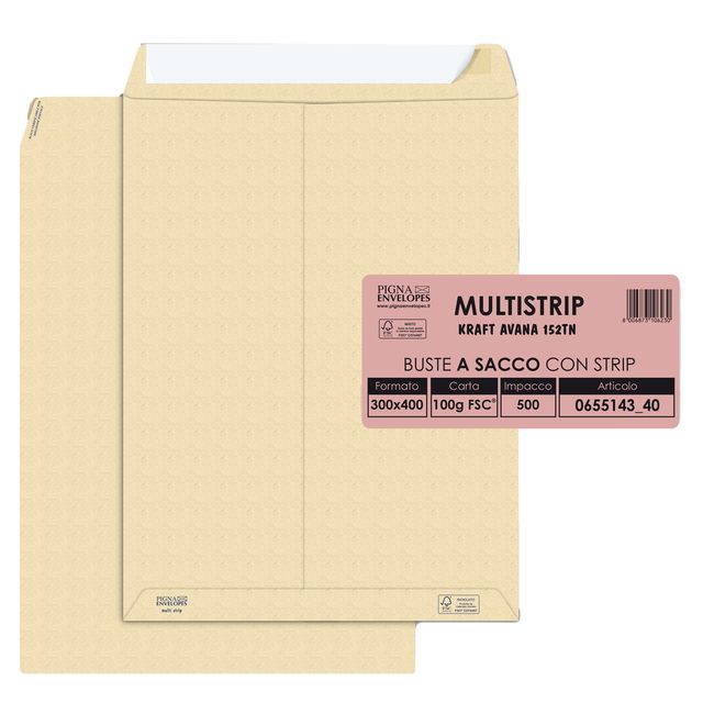 Busta a sacco Multi Strip - strip adesivo - 30 x 40 cm - 100 gr - carta ricicla…