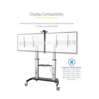 StarTech.com Dual TV Cart for 37-60in VESA TVs up to 110lb (50kg) each, Height …