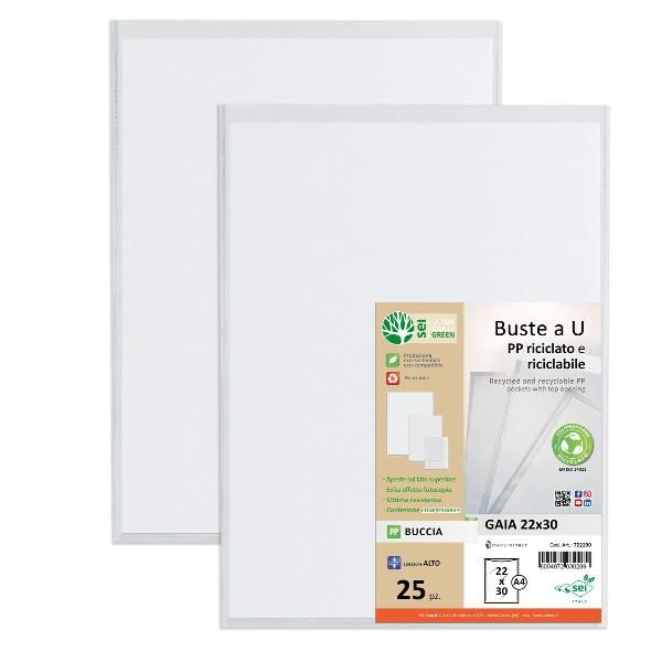 Buste a sacco Gaia - PP riciclato - 22 x 30 cm - buccia - trasparente - Sei rot…