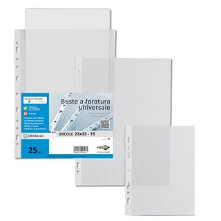 Buste forate Ercole - PVC liscio - 23 x 33 cm - trasparente - Sei Rota - conf. …