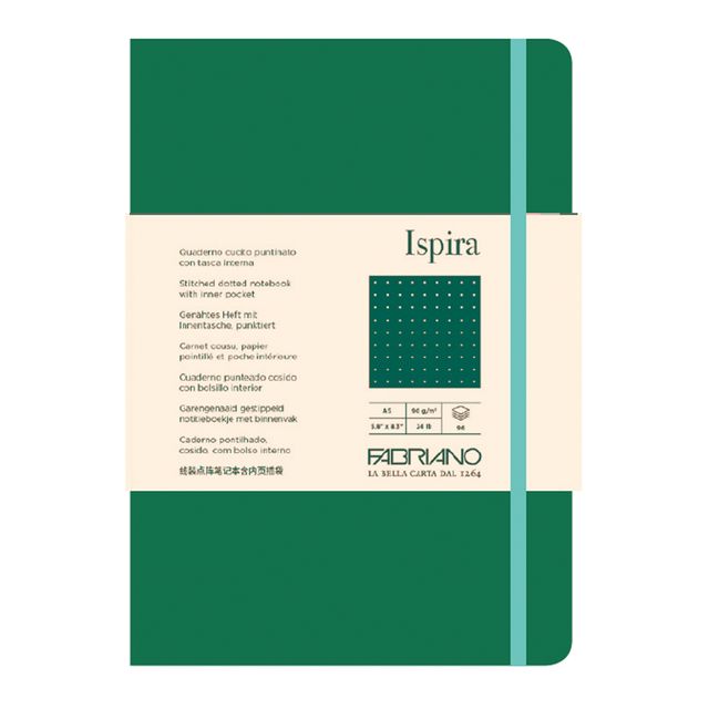 Taccuino Ispira - con elastico - copertina flessibile - A5 - 96 fogli - puntina…