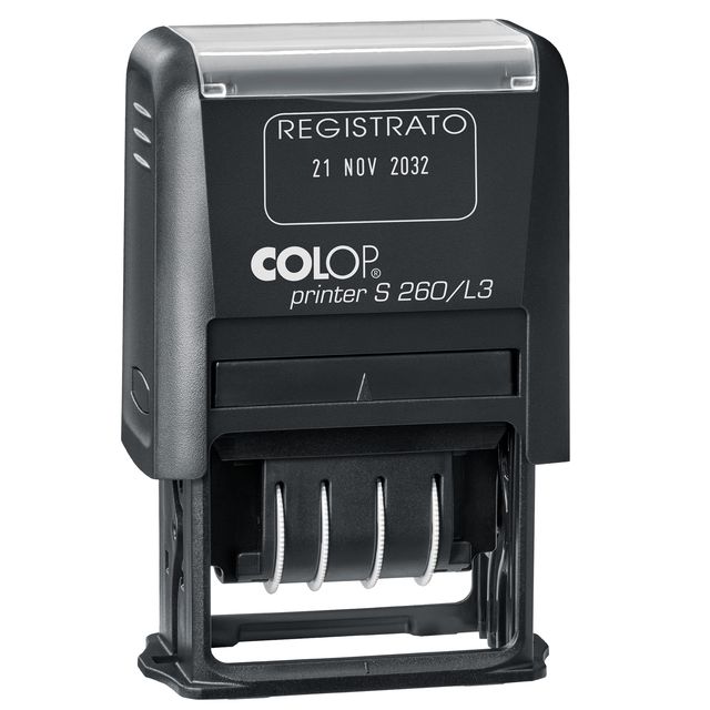 Timbro S260/L3 Datario + REGISTRATO - 4 mm - autoinchiostrante - bicolore - Col…